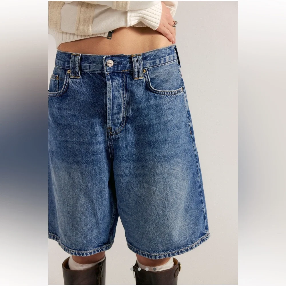 Free People Montana Blue Denim Long Shorts